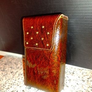 Vintage Princess Gardner Leather Case w/Silver Beads on Front. Made In Germany